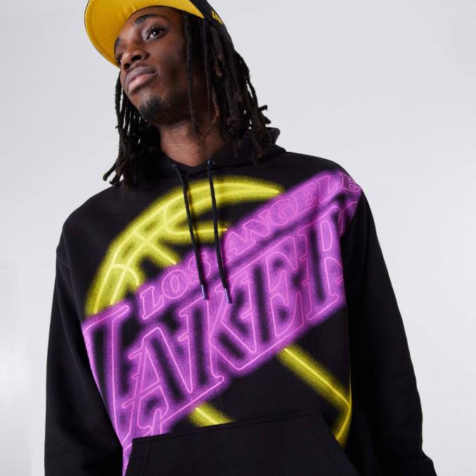 New Era la lakers neon oversized zwarte hoodie BT242761