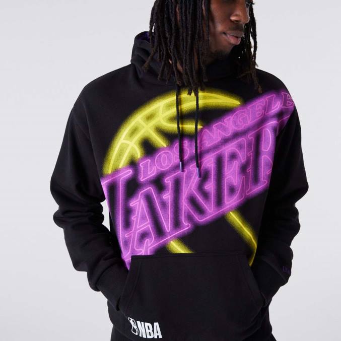 New Era la lakers neon oversized zwarte hoodie BT242761