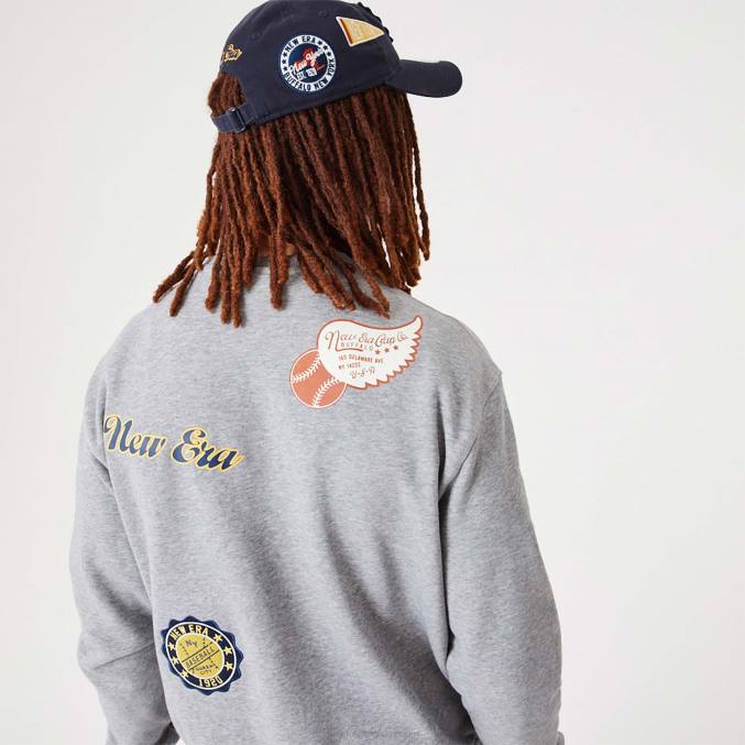 New Era medium grijs sweatshirt met ronde hals en Heritage-badge BT242696
