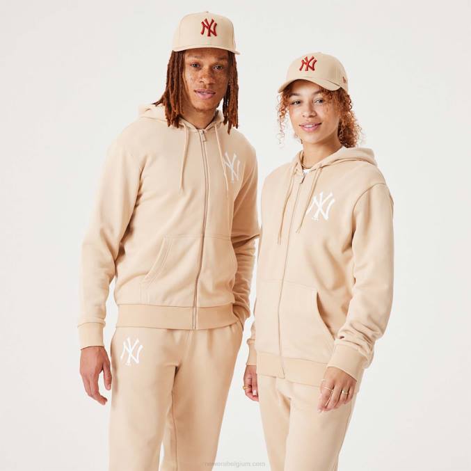 New Era new york yankees mlb league essentiële lichtbeige hoodie met volledige ritssluiting BT242784