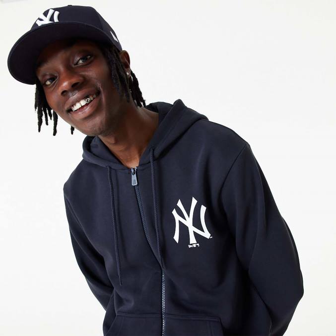 New Era new york yankees mlb league essentiële marineblauwe hoodie met volledige rits BT242798