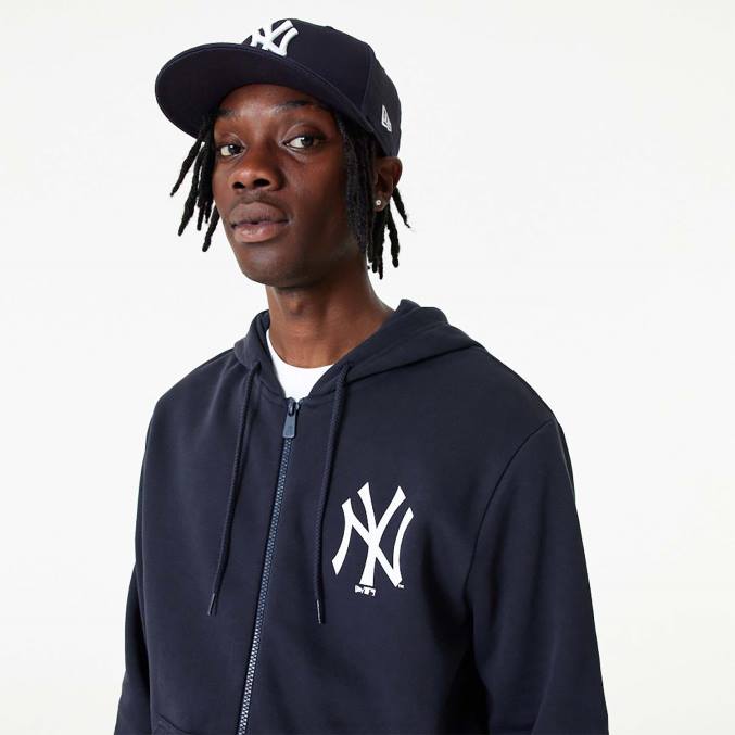 New Era new york yankees mlb league essentiële marineblauwe hoodie met volledige rits BT242798