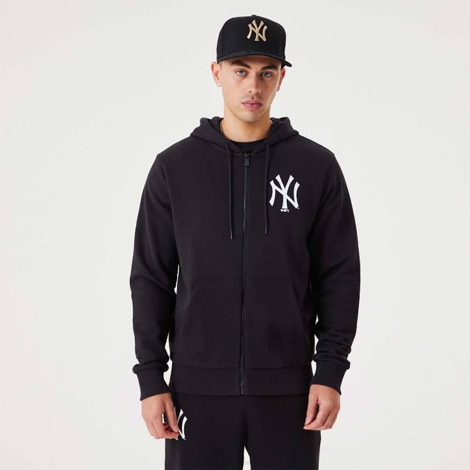 New Era new york yankees mlb league essentiële zwarte hoodie met volledige ritssluiting BT242744