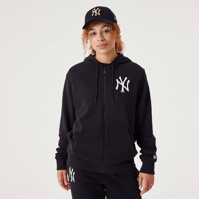 New Era new york yankees mlb league essentiële zwarte hoodie met volledige ritssluiting BT242744