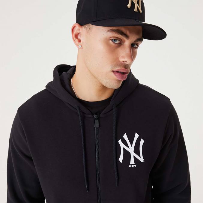 New Era new york yankees mlb league essentiële zwarte hoodie met volledige ritssluiting BT242744