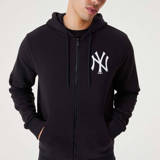 New Era new york yankees mlb league essentiële zwarte hoodie met volledige ritssluiting BT242744