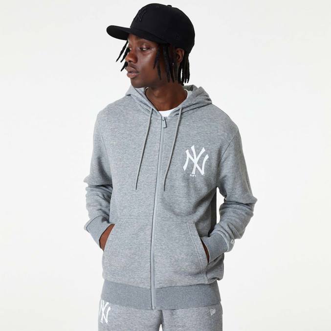 New Era new york yankees mlb league essential middengrijze hoodie met rits BT242791