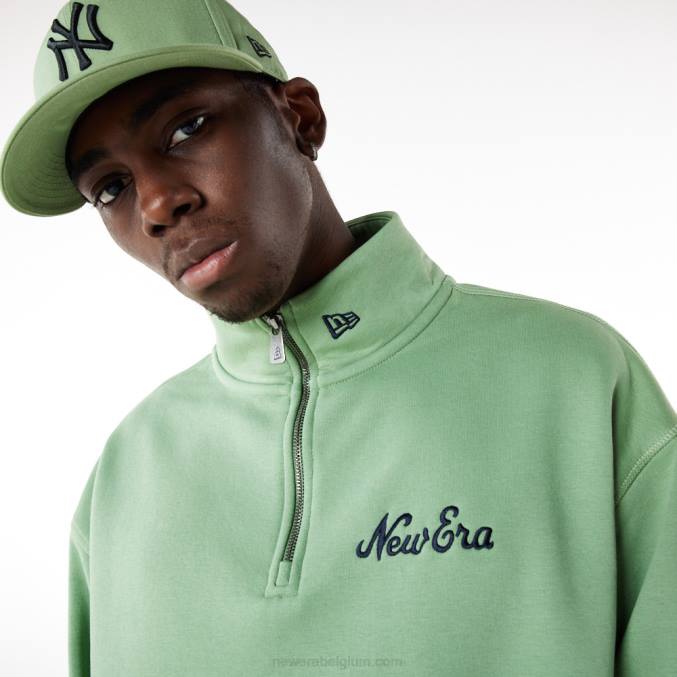 New Era script groen sweatshirt met halve rits BT242667