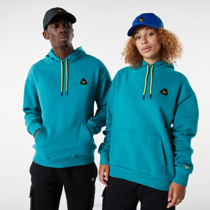 New Era turquoise oversized hoodie met rubberen patch BT242699