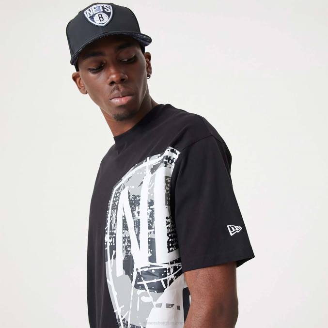 New Era Brooklyn Nets nba groot teamlogo zwart oversized T-shirt BT242955