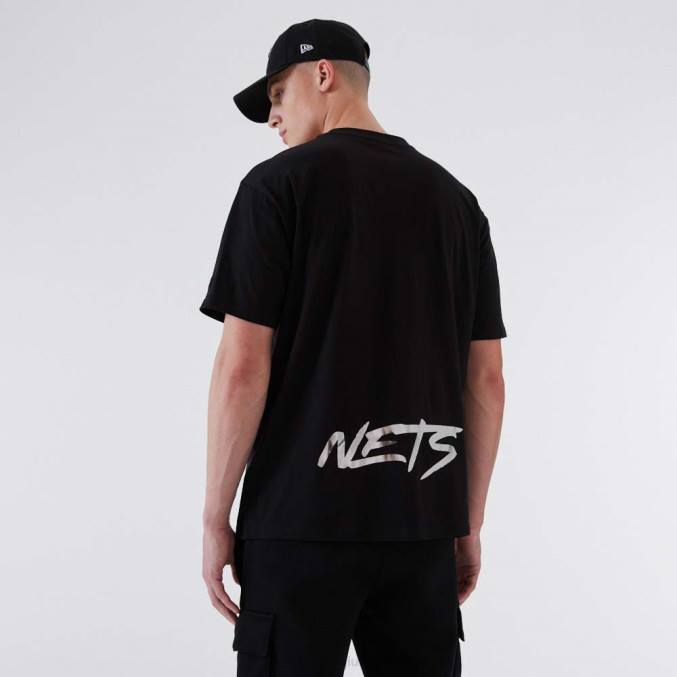 New Era Brooklyn Nets nba metallic zwart t-shirt BT243167