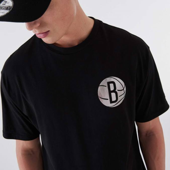 New Era Brooklyn Nets nba metallic zwart t-shirt BT243167
