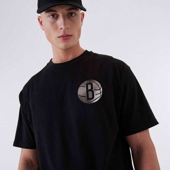 New Era Brooklyn Nets nba metallic zwart t-shirt BT243167
