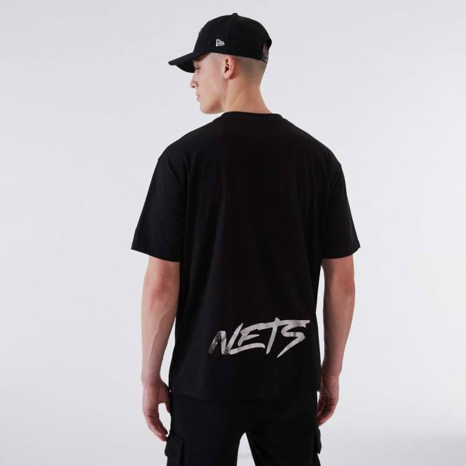 New Era Brooklyn Nets nba metallic zwart t-shirt BT243167