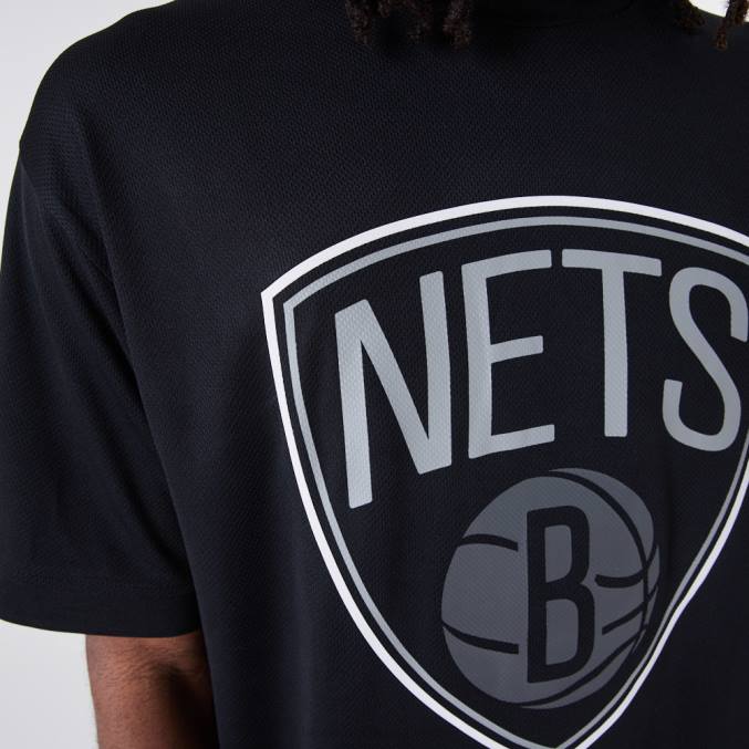 New Era Brooklyn Nets nba omtrek mesh zwart t-shirt BT243138