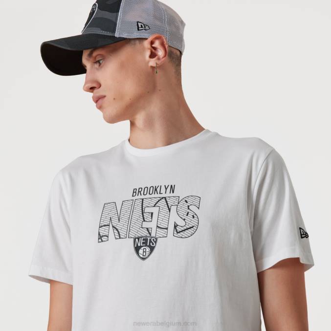New Era Brooklyn Nets nba woordmerk wit t-shirt BT242978