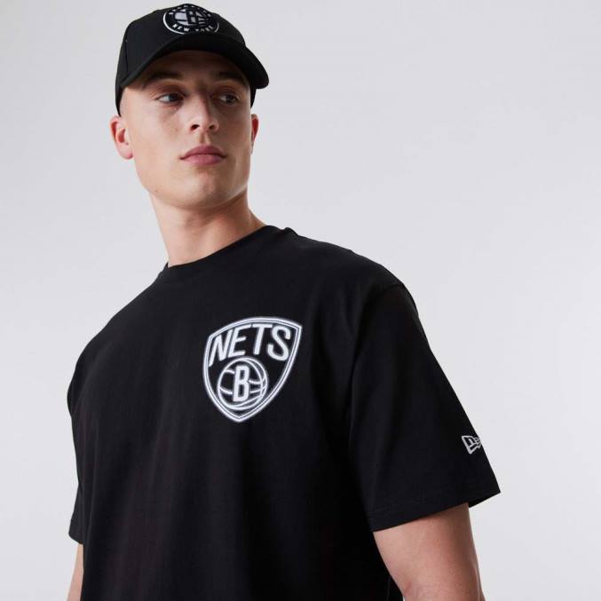 New Era Brooklyn Nets neon oversized zwart T-shirt BT243165