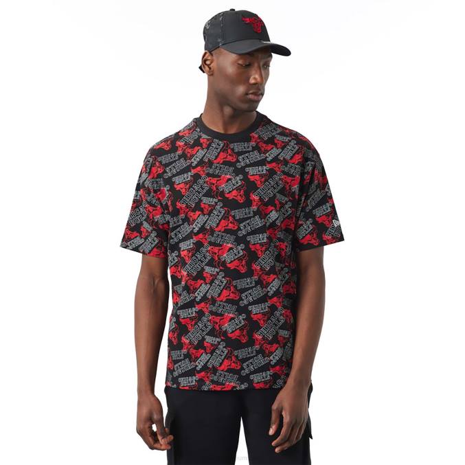 New Era Chicago Bulls logo print zwart oversized T-shirt BT243087