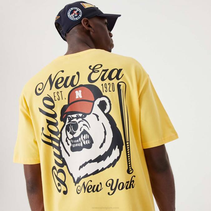 New Era Heritage Bear grafisch donkergeel oversized T-shirt BT242900