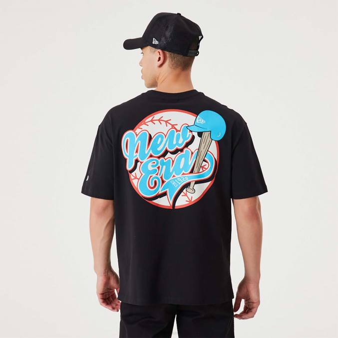 New Era Heritage baseball grafisch zwart oversized T-shirt BT242886