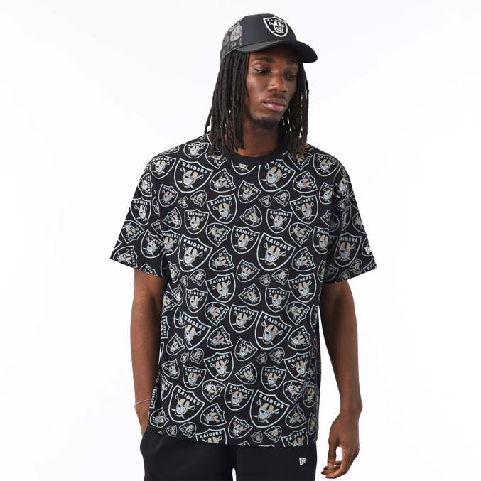 New Era Las Vegas Raiders logo print zwart oversized T-shirt BT243073