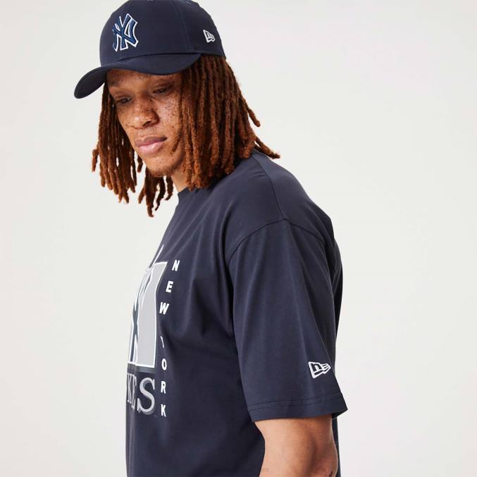 New Era New York Yankees mlb team woordmerk marineblauw oversized T-shirt BT243157