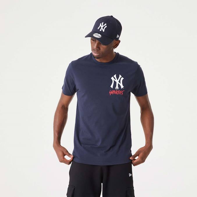 New Era New York Yankees mlb teamlogo grafisch marineblauw T-shirt BT243129