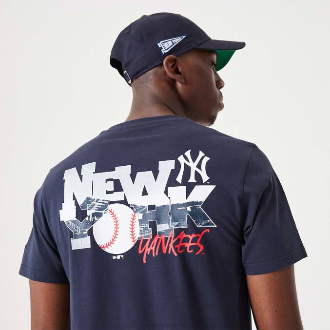 New Era New York Yankees mlb teamlogo grafisch marineblauw T-shirt BT243129