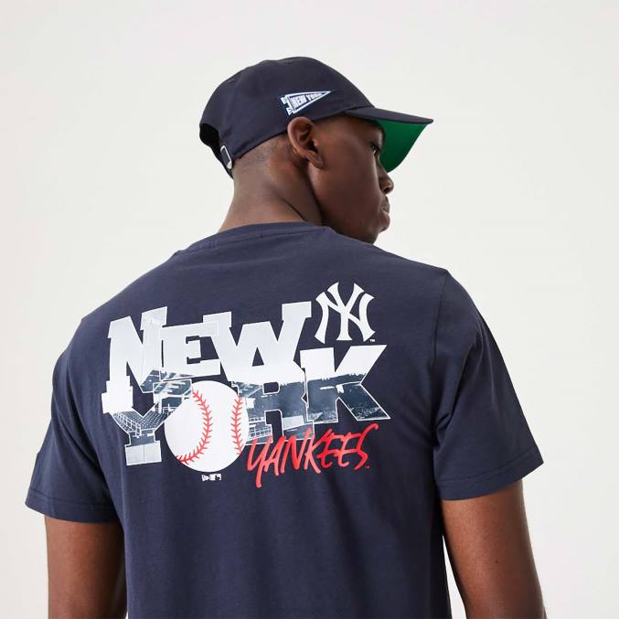 New Era New York Yankees mlb teamlogo grafisch marineblauw T-shirt BT243129
