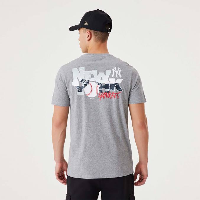 New Era New York Yankees mlb teamlogo grafisch medium grijs t-shirt BT242865