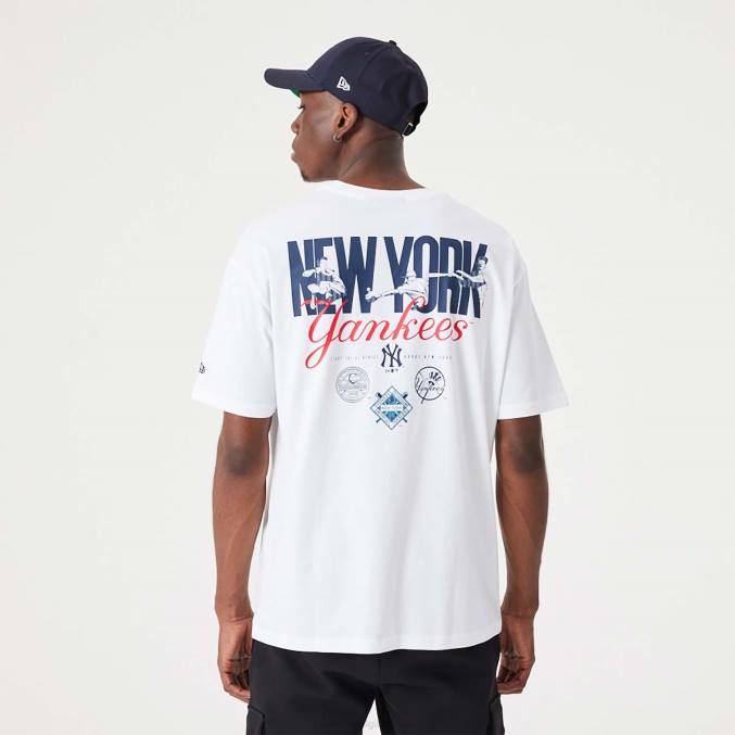 New Era New York Yankees mlb wit oversized T-shirt met print op de rug BT242880
