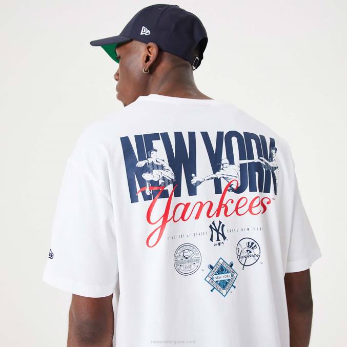 New Era New York Yankees mlb wit oversized T-shirt met print op de rug BT242880