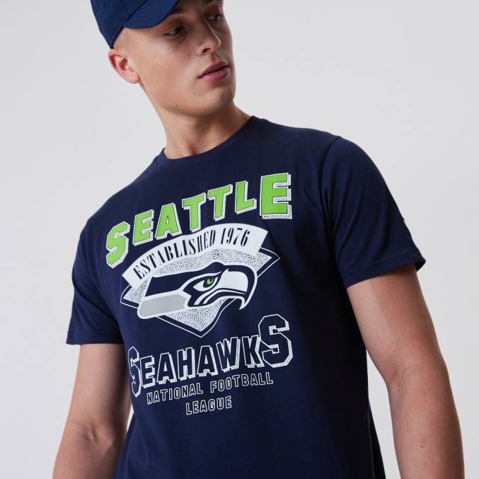New Era Seattle Seahawks nfl team wordmark donkerblauw t-shirt BT243057