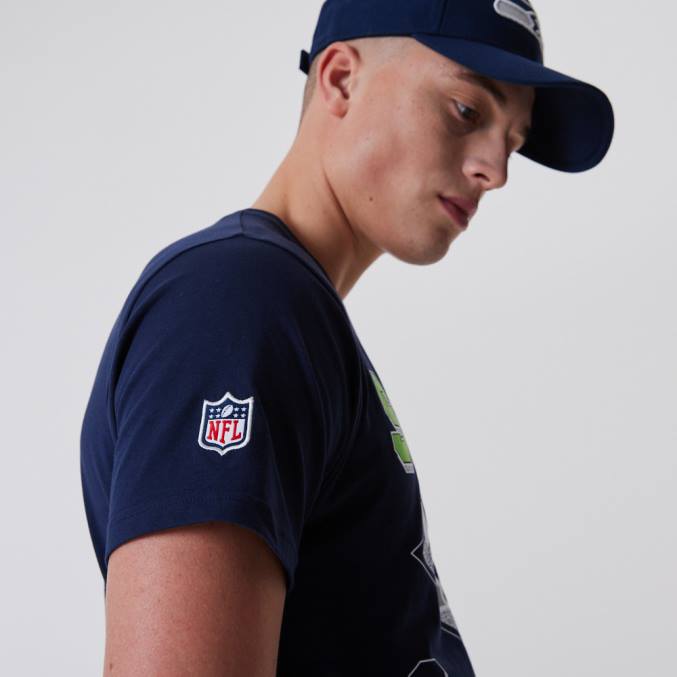 New Era Seattle Seahawks nfl team wordmark donkerblauw t-shirt BT243057