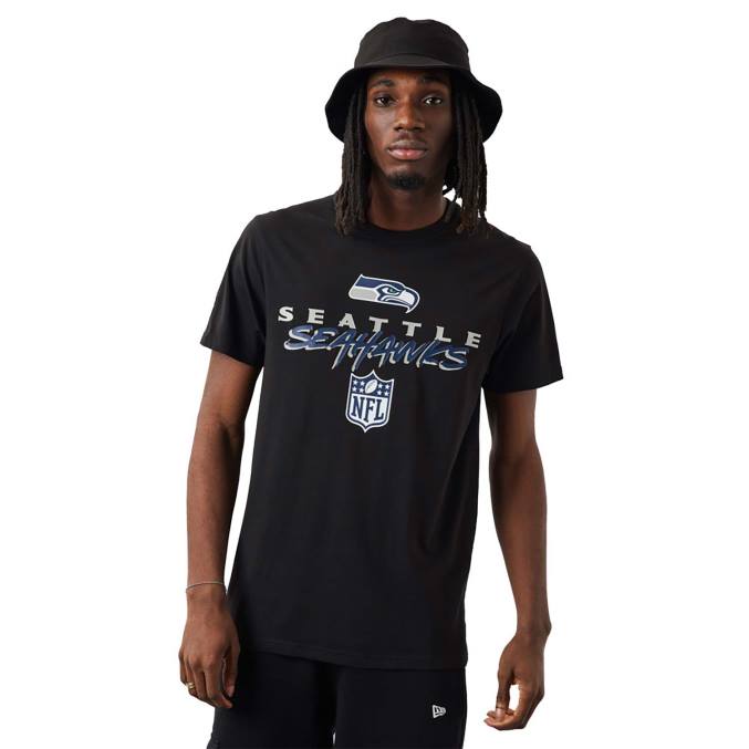 New Era Seattle seahawks nfl script zwart t-shirt BT243169