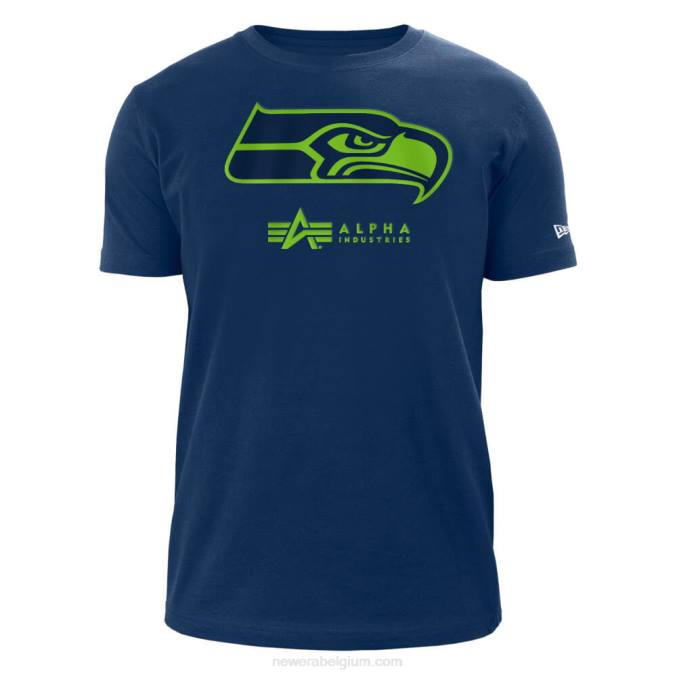 New Era Seattle seahawks x alpha industries marineblauw t-shirt BT243017