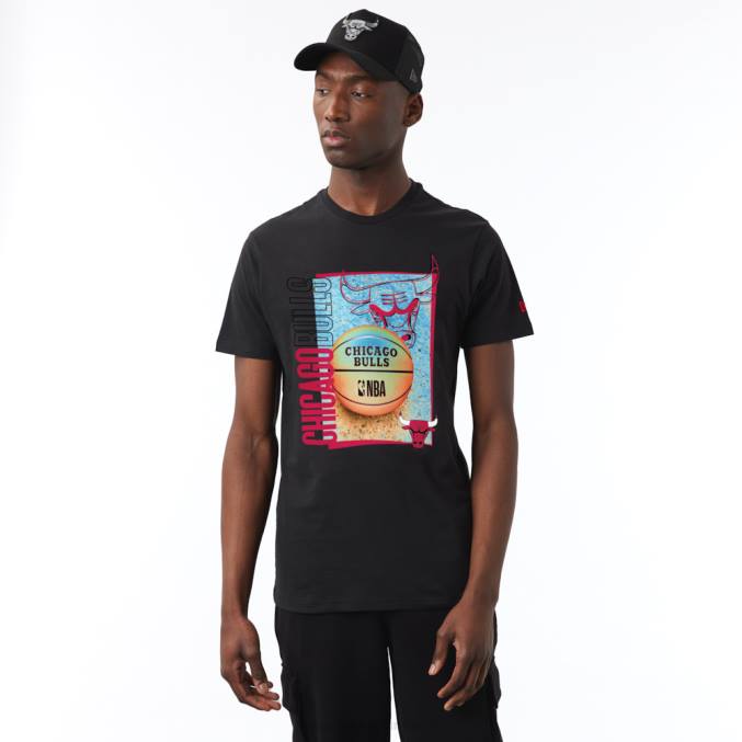 New Era chicago bulls nba hoepel grafisch zwart t-shirt BT242878