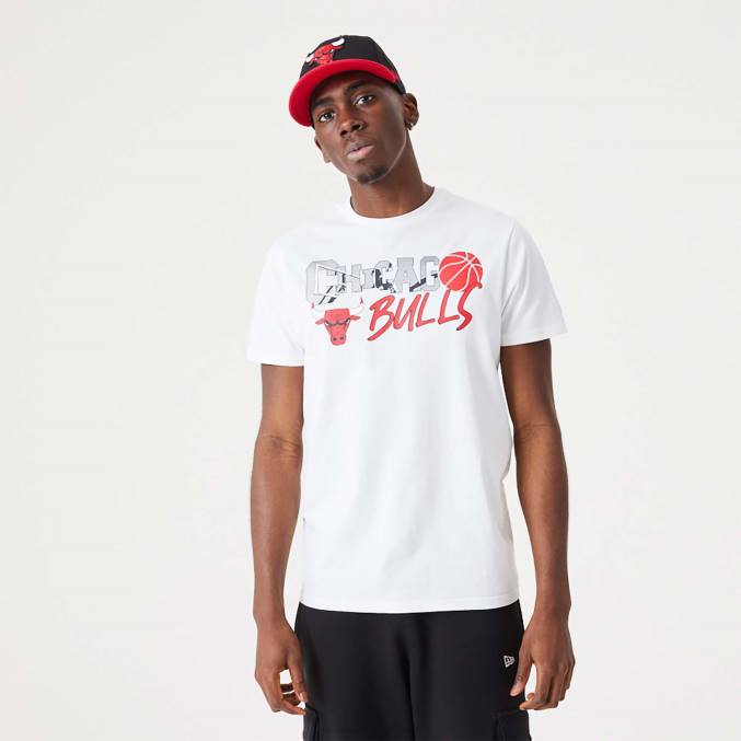 New Era chicago bulls nba infill grafisch wit t-shirt BT242998