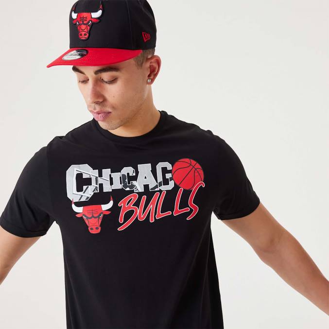 New Era chicago bulls nba infill grafisch zwart t-shirt BT242984