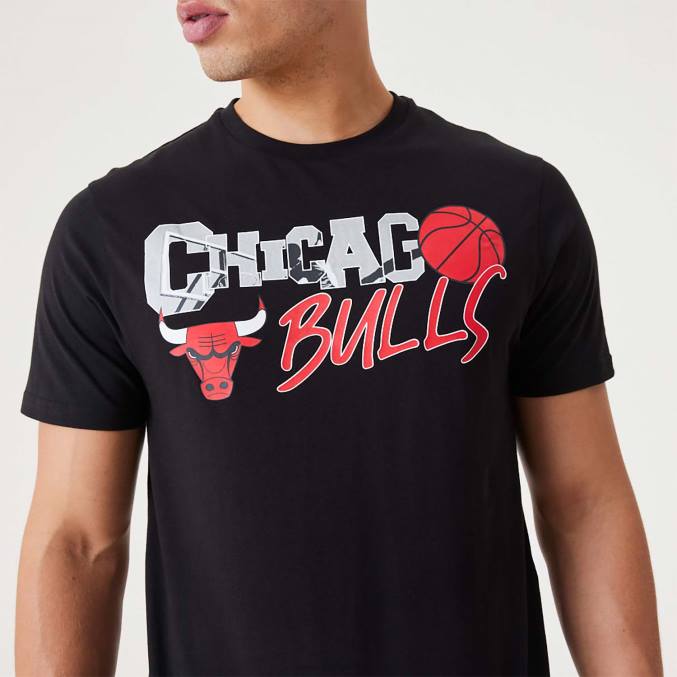 New Era chicago bulls nba infill grafisch zwart t-shirt BT242984