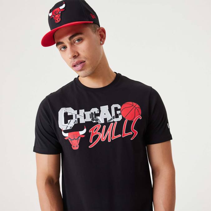 New Era chicago bulls nba infill grafisch zwart t-shirt BT242984
