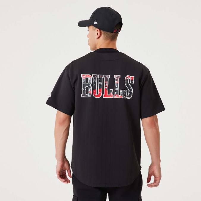 New Era chicago bulls nba infill teamlogo zwarte jersey BT243012