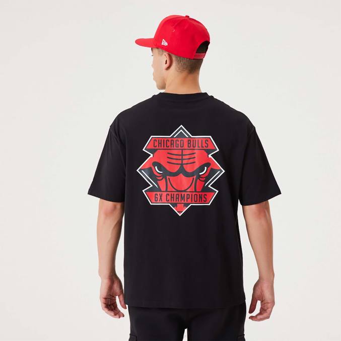 New Era chicago bulls nba kampioenschap zwart oversized t-shirt BT242942