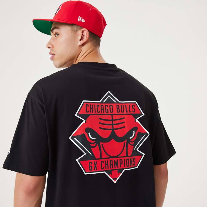 New Era chicago bulls nba kampioenschap zwart oversized t-shirt BT242942