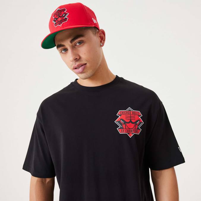 New Era chicago bulls nba kampioenschap zwart oversized t-shirt BT242942