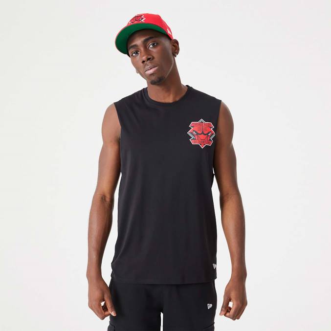New Era chicago bulls nba kampioenschap zwarte tanktop BT242956
