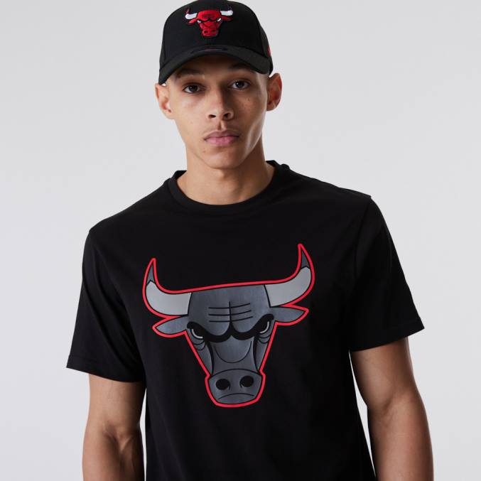 New Era chicago bulls nba omtrek logo zwart t-shirt BT243166