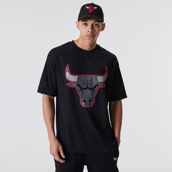 New Era chicago bulls nba omtrek mesh zwart t-shirt BT242918
