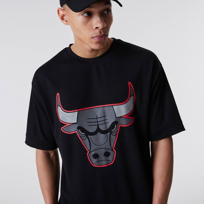 New Era chicago bulls nba omtrek mesh zwart t-shirt BT242918
