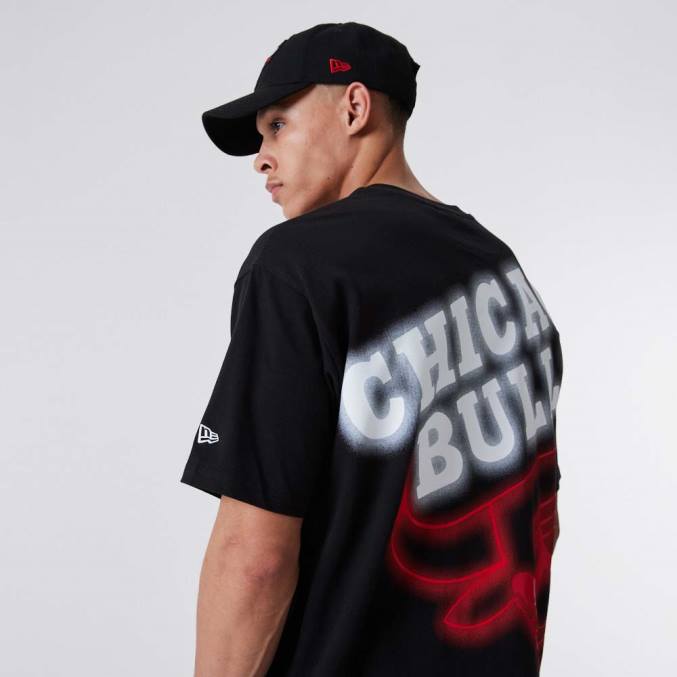 New Era chicago bulls neon oversized zwart t-shirt BT242903